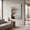 quadro-praia-minimalista-tons-neutros-com-moldura-preta