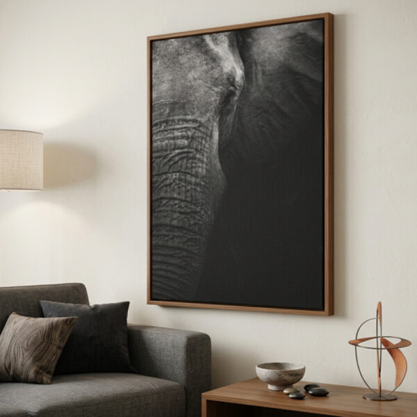 Quadro elefante preto e branco decorativo para sala moderna