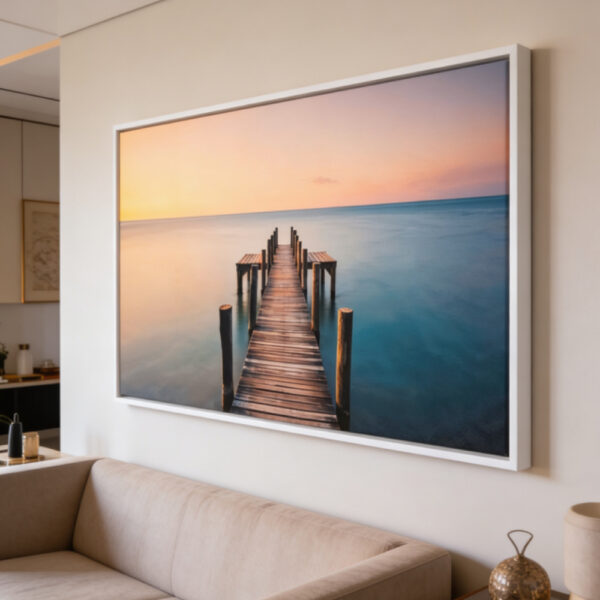 quadro mar relaxante para parede quadro paisagem horizonte moderno quadro pier no mar decorativo arte minimalista mar e praia