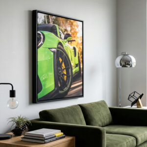 quadro carro esportivo verde premium decorativo moderno