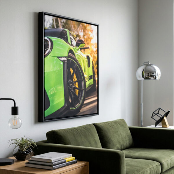 quadro carro esportivo verde premium decorativo moderno