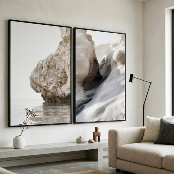 quadro minimalista paisagem com rochas naturais moderno