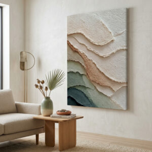 quadro abstrato texturizado organico moderno em tons neutros